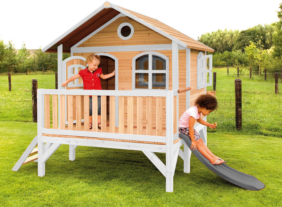 AXI Spielhaus Stef braun B/H/L: ca. 349x233x212 cm Stef - braun/weiß (212,00/349,00/233,00cm) - AXI