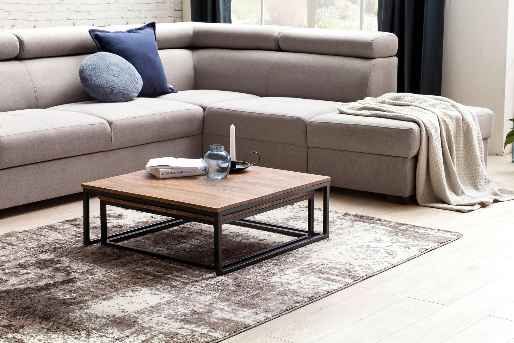 Couchtisch 2er-Set. braun B/H/T: ca. 75x27x75 cm 2er-Set. - braun (75,00/27,00/75,00cm) - Wohnling
