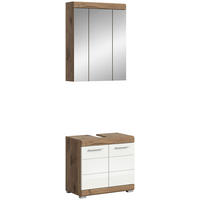 Badezimmer-Set Wave weiß Hochglanz Nox Oak Nachbildung B/H/T: ca. 60x191x34 cm Wave - weiß (60,00/191,00/34,00cm) - xonox.home