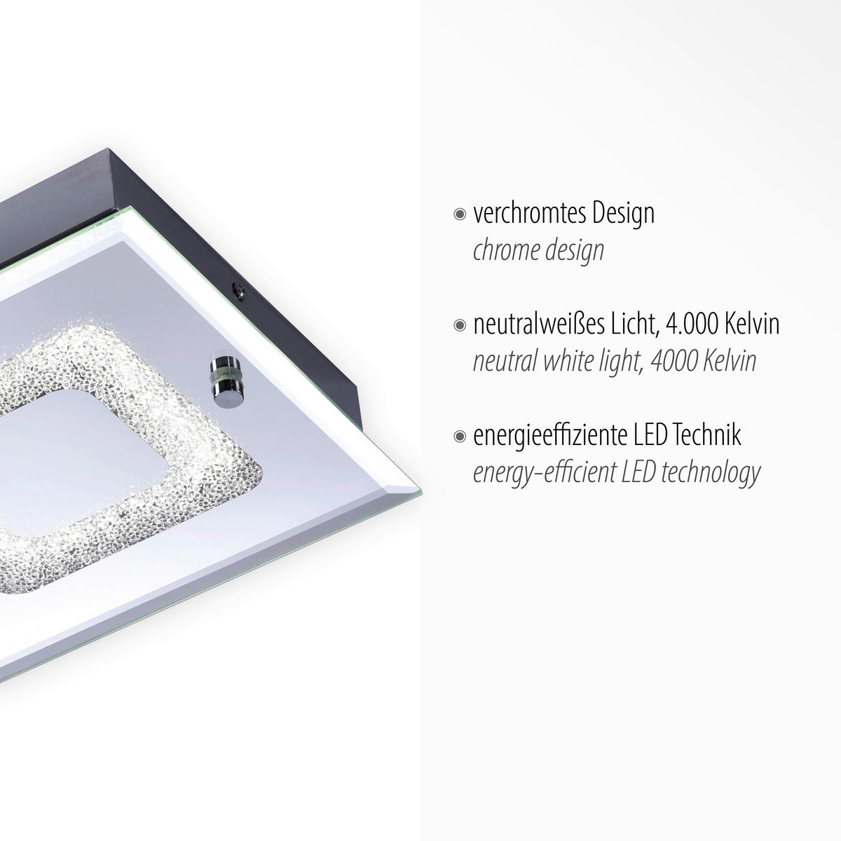 Just Light LED-Deckenleuchte LISA 11571-17 Chrom klar Glas Metall B/H/T: ca. 20x5,8x36 cm 2 Brennstellen LISA - klar/Chrom (20,00/5,80/36,00cm) - Just Light