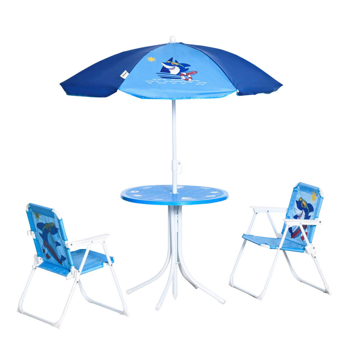 Outsunny Sitzgruppe blau Metall B/H/L: ca. 49,5x49,5x50 cm Kindersitzgruppe - blau (50,00/49,50/49,50cm) - Outsunny