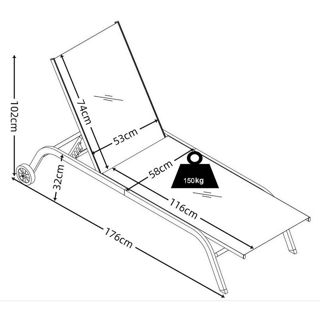 VCM Sonnenliege Sonlas rot Textilene B/H... VCM Sonnenliege Sonlas rot Textilene B/H...