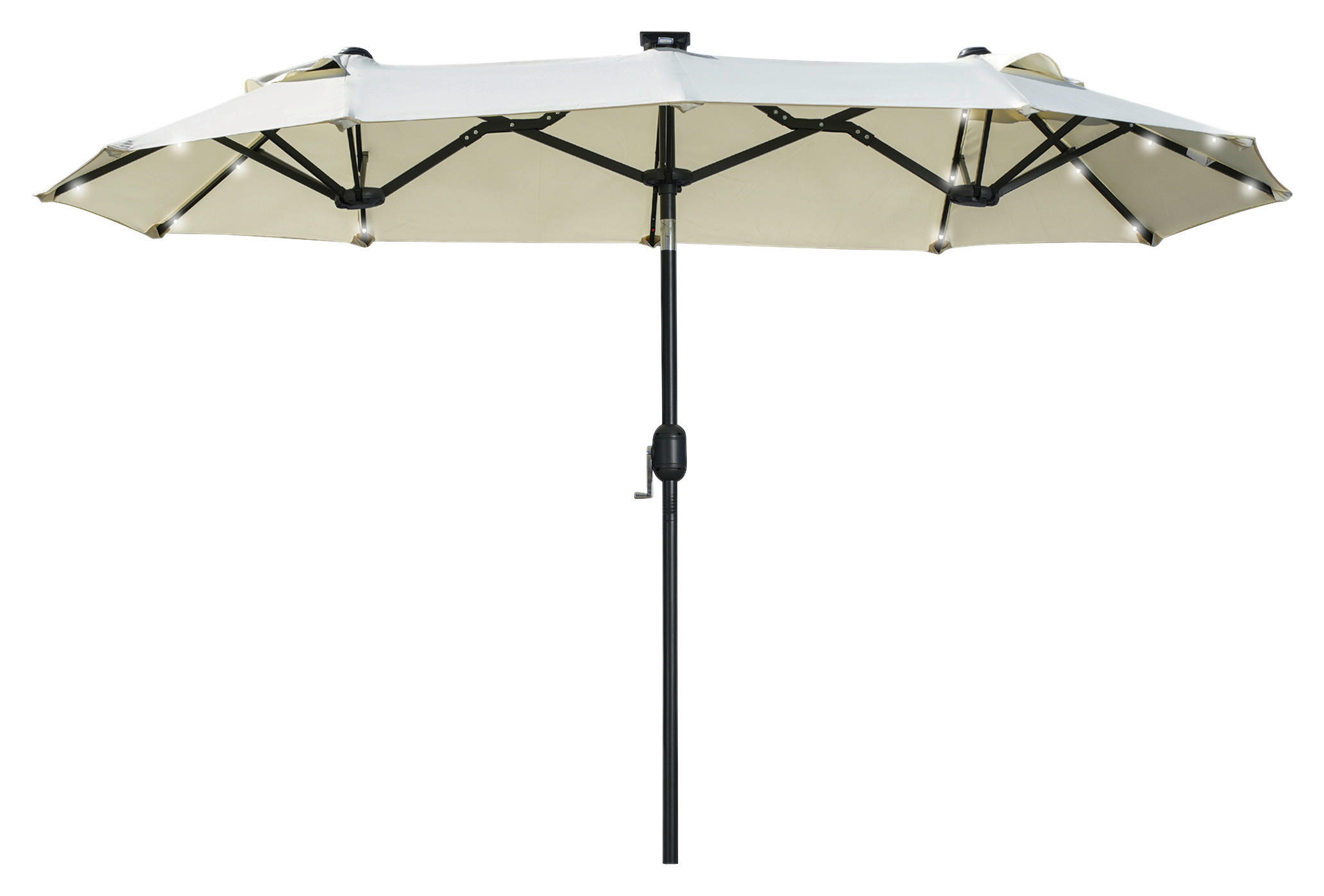 Outsunny Doppelseitiger Sonnenschirm beige Stahl B/H/L: ca. 150x219x295 cm