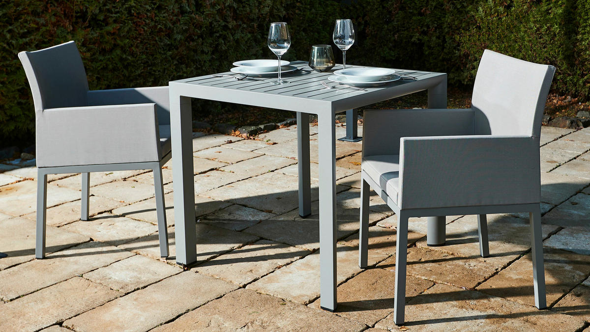 Grasekamp Gartensessel-Set Sol hellgrau Aluminium B/H/L: ca. 56x85x58 cm Sol - hellgrau (58,00/56,00/85,00cm) - Grasekamp