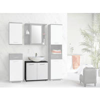 Waschbeckenunterschrank  Beton dunkel Optik weiß Hochglanz B/H/T: ca. 69,9x62x28,9 cm Champ_Waschbeckenunterschrank - weiß (69,90/62,00/28,90cm)