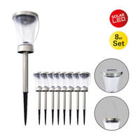 LED Deko Solarleuchte 8er-Set NV5146408 silber Edelstahl Acryl H/D: ca. 40x9 cm LED Deko Solarleuchte 8er-Set - silber (9,00/40,00cm) - Näve Leuchten