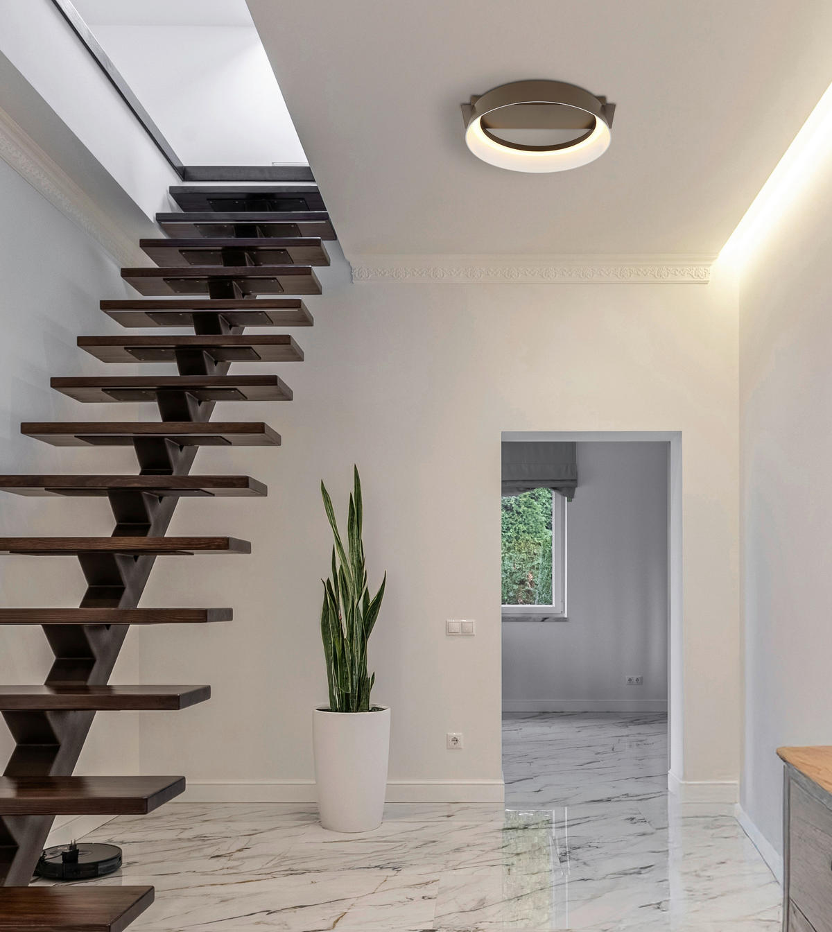 GLOBO Deckenleuchte kaffee Opal Metall Kunststoff B/H/L: ca. 25x7,5x26 cm 1 Brennstellen SYRAKUS - Opal/kaffee (26,00/25,00/7,50cm) - GLOBO