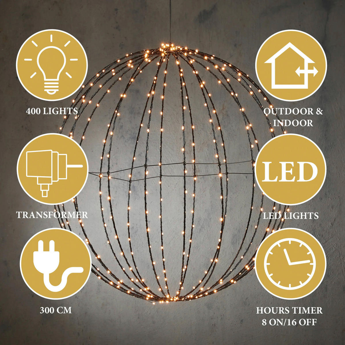 Giftsome LED-Dekoleuchte schwarz Kunststoff D: ca. 60 cm LED-Kugel - schwarz (60,00cm) - Giftsome