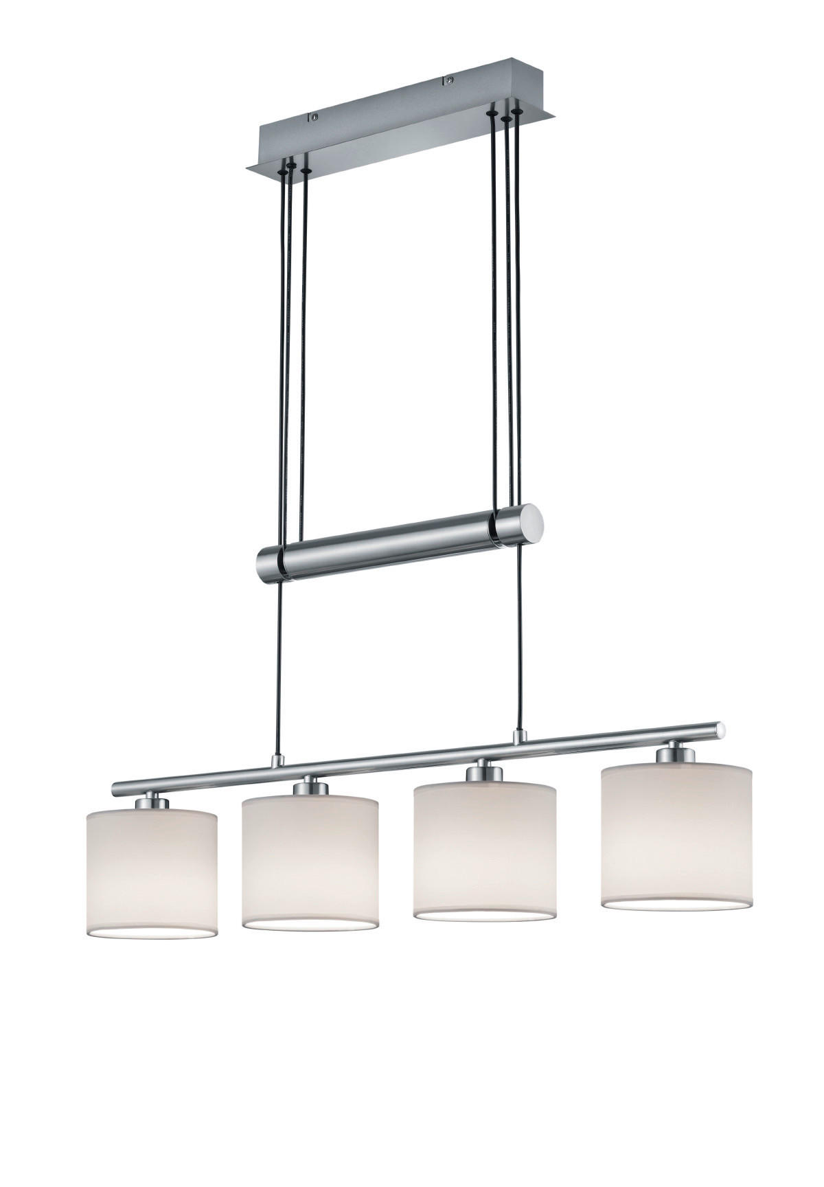 TRIO Pendelleuchte Garda 305400401 nickel matt weiß Metall Textil B/H/T: ca. 77x150x13 cm E14 4 Brennstellen Pendelleuchte_Garda weiß - weiß/nickel matt (77,00/150,00/13,00cm) - Trio