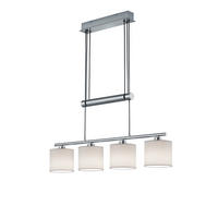 TRIO Pendelleuchte Garda 305400401 nickel matt weiß Metall Textil B/H/T: ca. 77x150x13 cm E14 4 Brennstellen Pendelleuchte_Garda weiß - weiß/nickel matt (77,00/150,00/13,00cm) - Trio