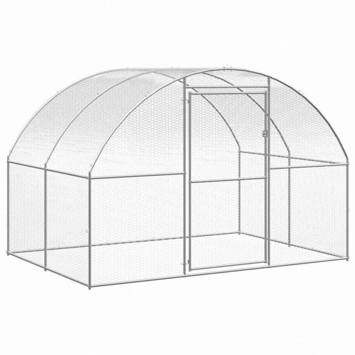 VidaXL Hühnerstall silber Stahl B/H/L: ca. 3x200x300 cm Hühnerstall - silber (300,00/3,00/200,00cm) - VidaXL