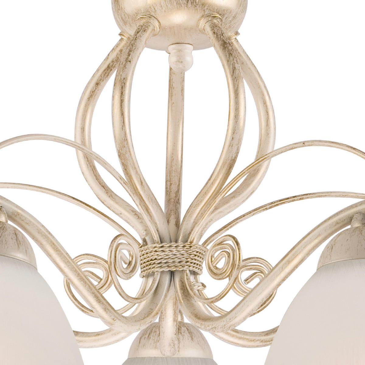 Lamkur Pendelleuchte RETRO II 19208 weiß Glas Stahl H/L: ca. 73x49 cm E27 5 Brennstellen Retro II - weiß (49,00cm) - Lamkur