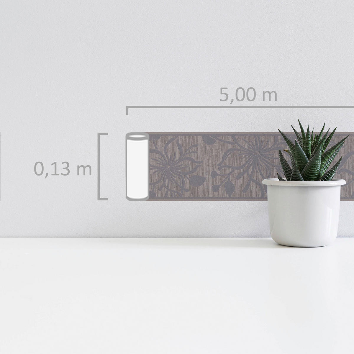 Borte Blumenranke grau B/L: ca. 13x500 cm Borte_3466-74 - grau (13,00/500,00cm)