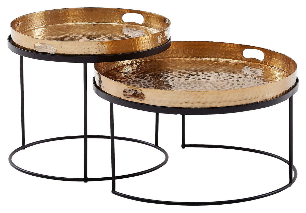 Couchtisch 2er-Set. schwarz gold B/H/T: ca. 56x33x56 cm 2er-Set. - gold/schwarz (56,00/33,00/56,00cm) - Wohnling