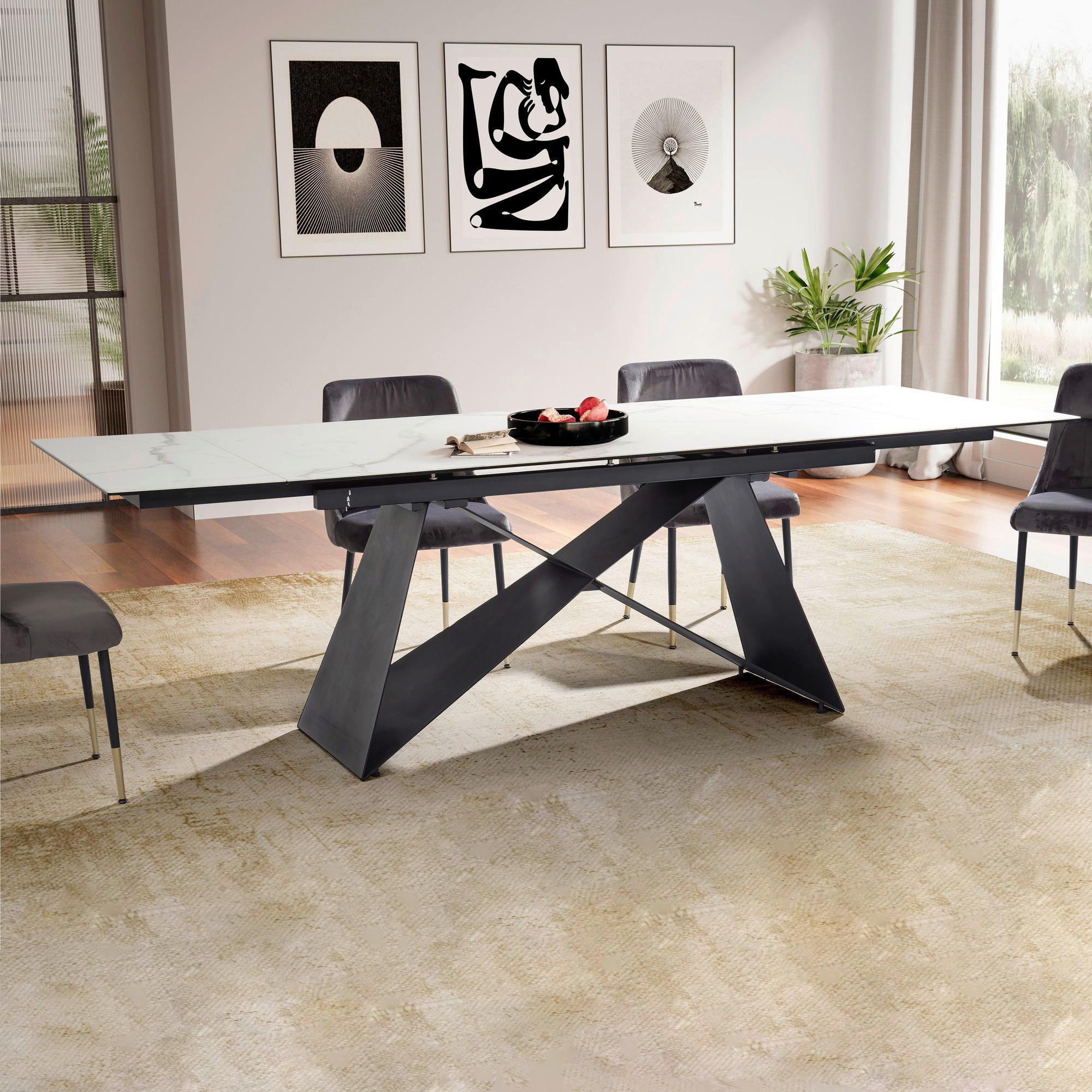 Esstisch weiß Marmor Optik B/H/T: ca. 180x76x95 cm Esszimmertisch - weiß (180,00/76,00/95,00cm) - Wohnling