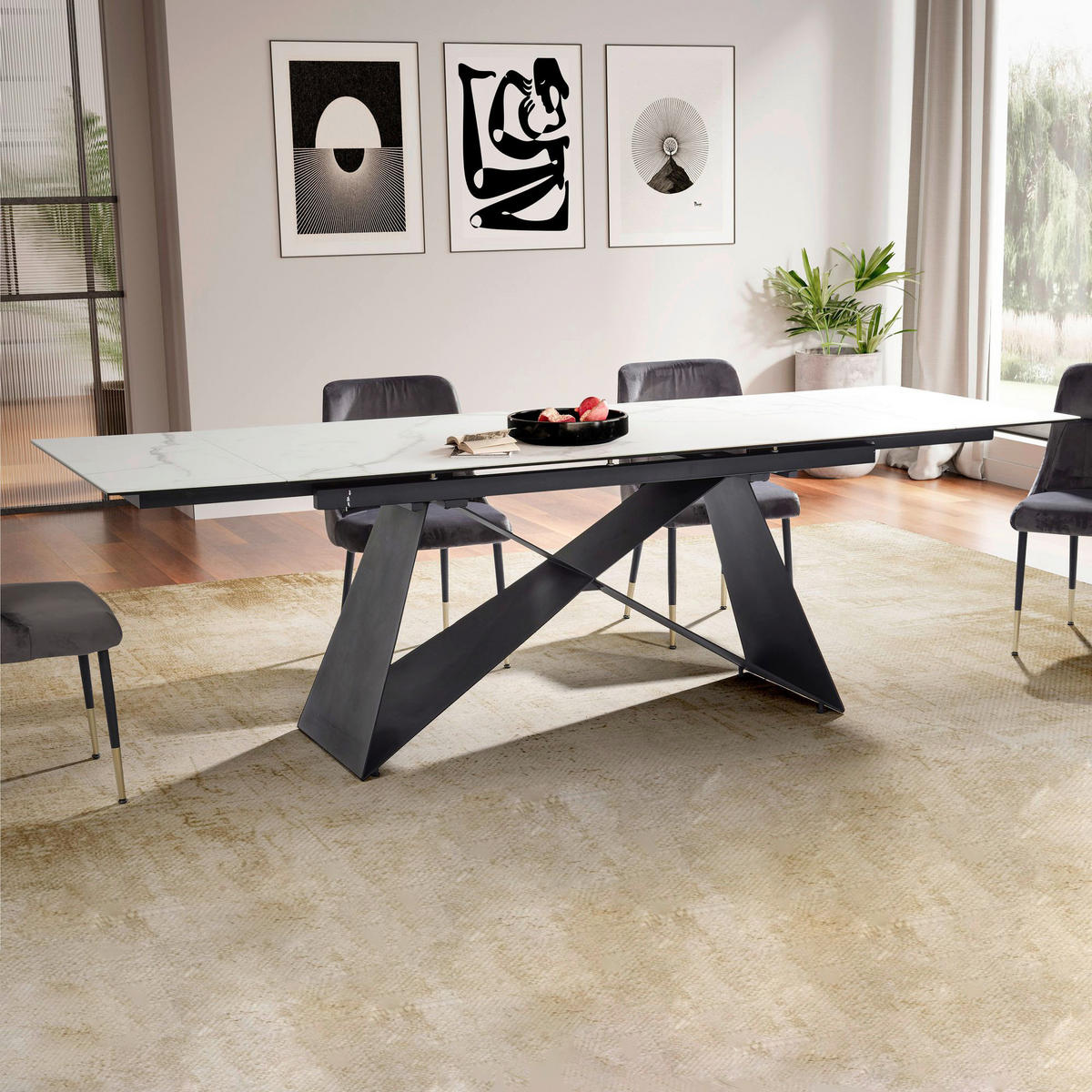 Esstisch weiß Marmor Optik B/H/T: ca. 180x76x95 cm Esszimmertisch - weiß (180,00/76,00/95,00cm) - Wohnling