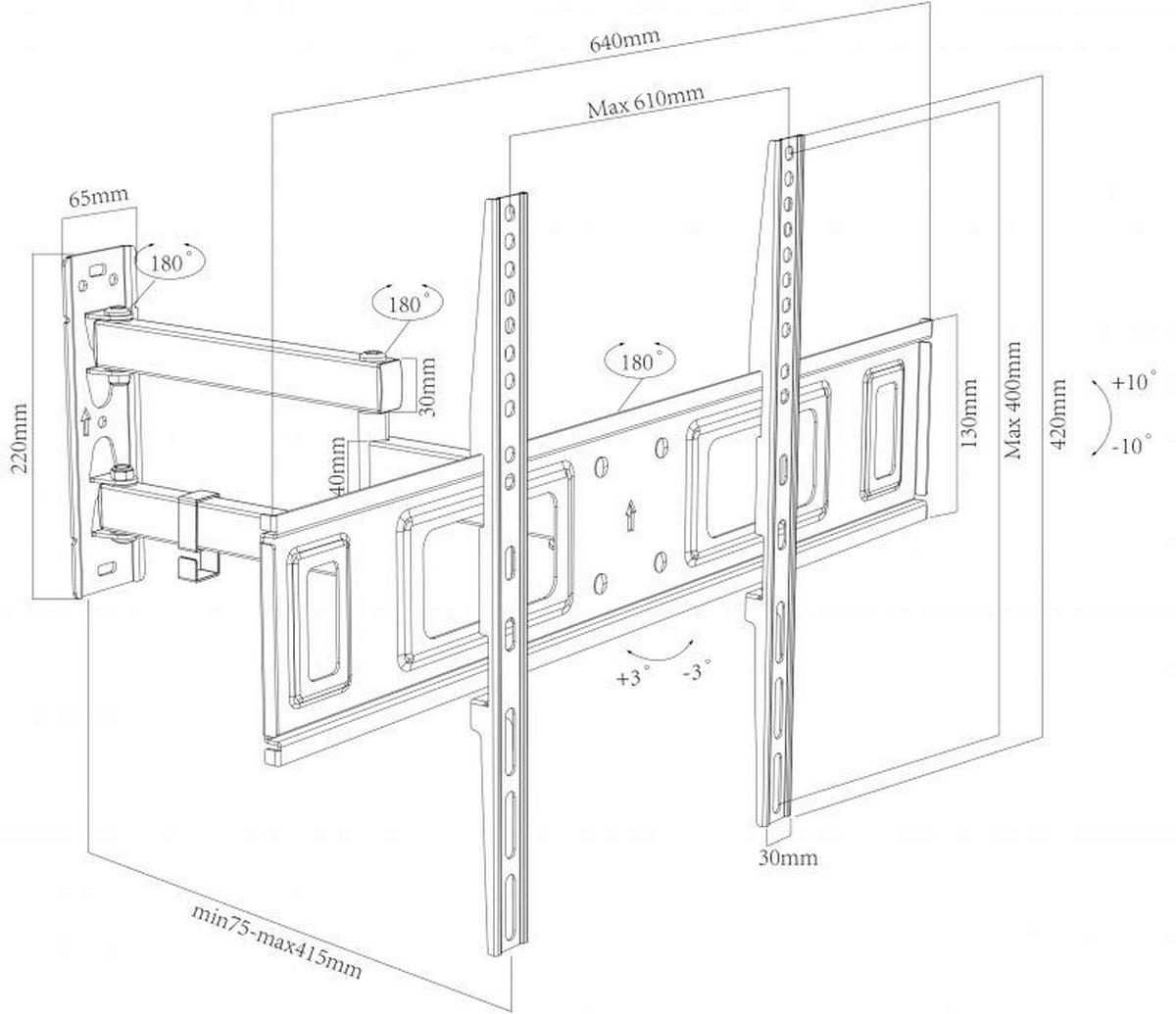 VCM TV-Wandhalterung Wandhalterung schwarz B-SN 600 TV Wandhalterung - schwarz (64,00/42,00/7,00cm) - VCM