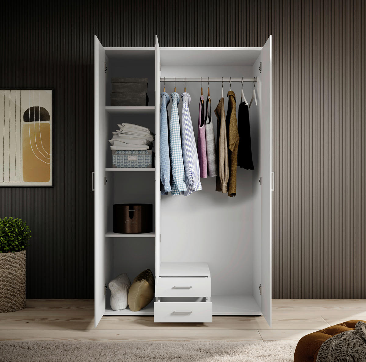 Kleiderschrank Paul weiß B/H/T: ca. 120x195x55 cm Paul - weiß (120,00/195,00/55,00cm)
