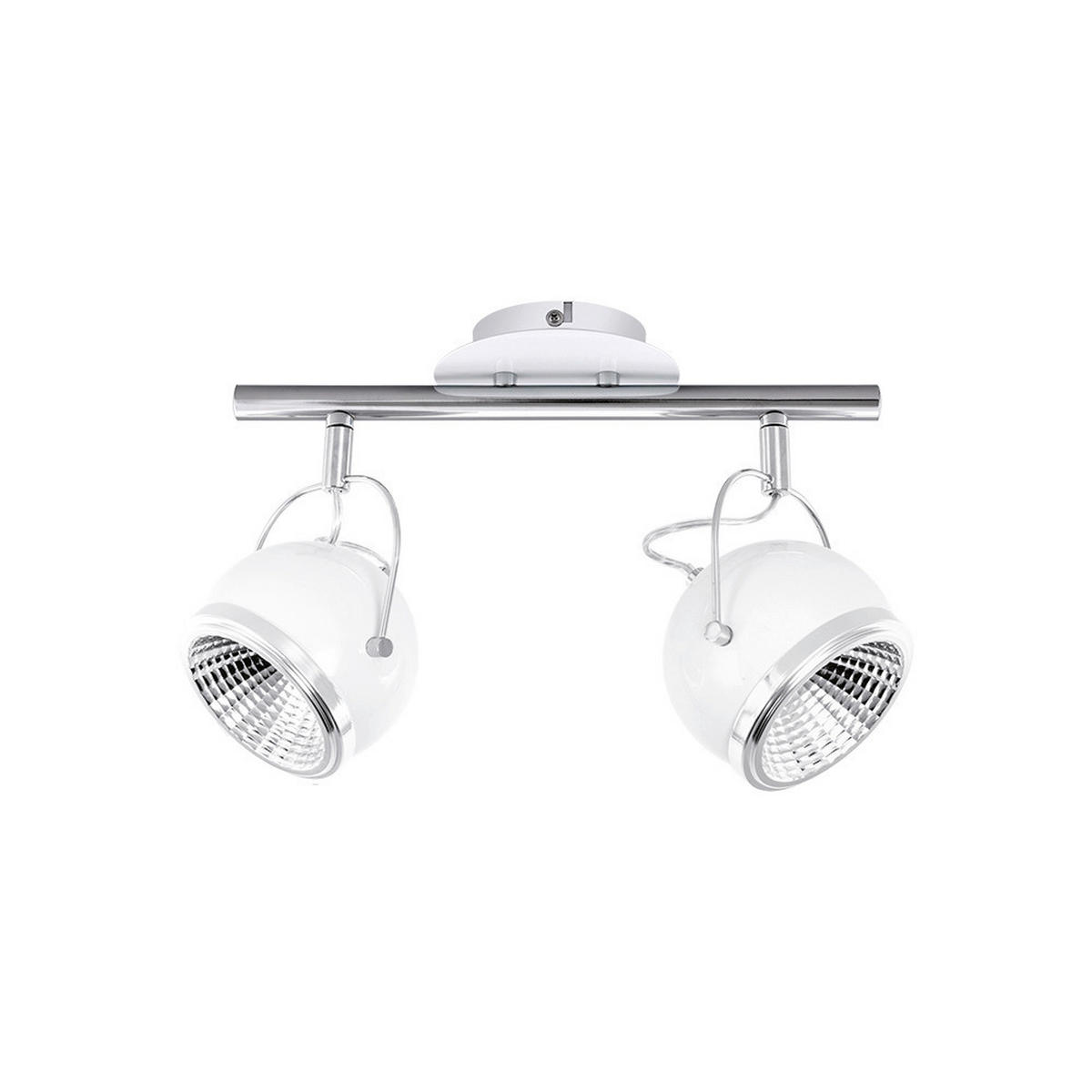 SPOT Light Spotbalken 2686282 nickel matt weiß Metall B/H/T: ca. 35x23x13 cm GU10 2 Brennstellen Ball - weiß/nickel matt (35,00/23,00/13,00cm) - SPOT Light