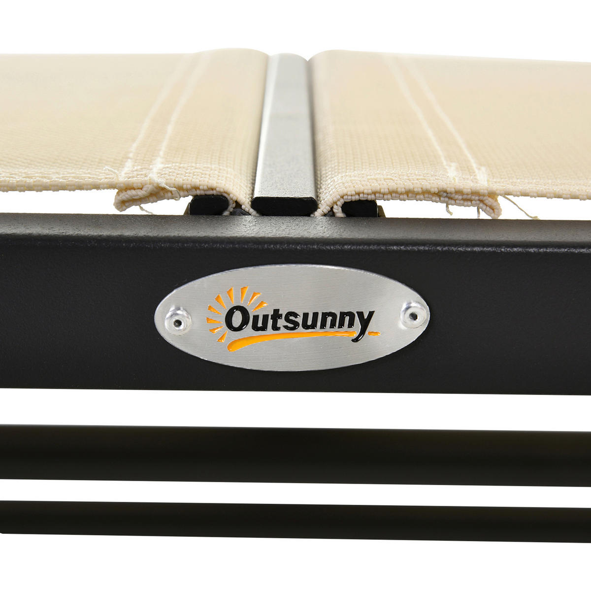 Outsunny Sitzbank schwarz Metall B/H/L: ca. 70x85x120 cm Sitzbank - beige/schwarz (120,00/70,00/85,00cm) - Outsunny
