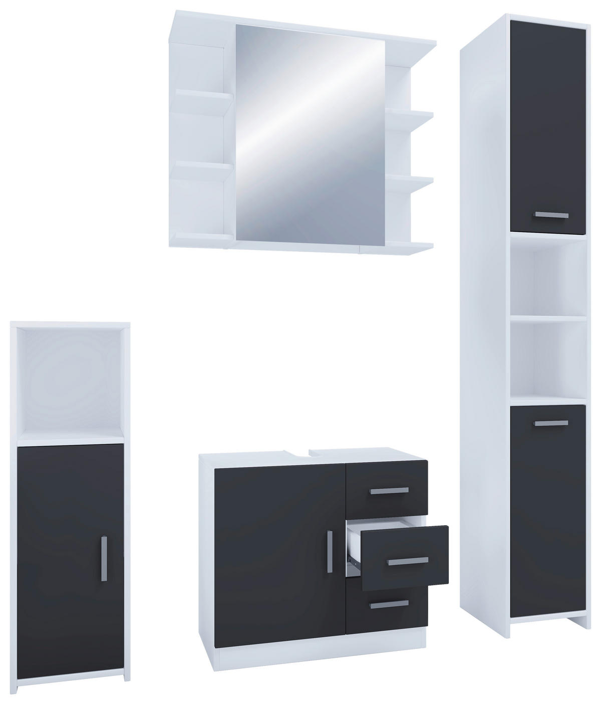 Badezimmer-Set Zalo schwarz B/H/T: ca. 63x56x30 cm Zalo - schwarz (63,00/56,00/30,00cm) - VCM Möbel