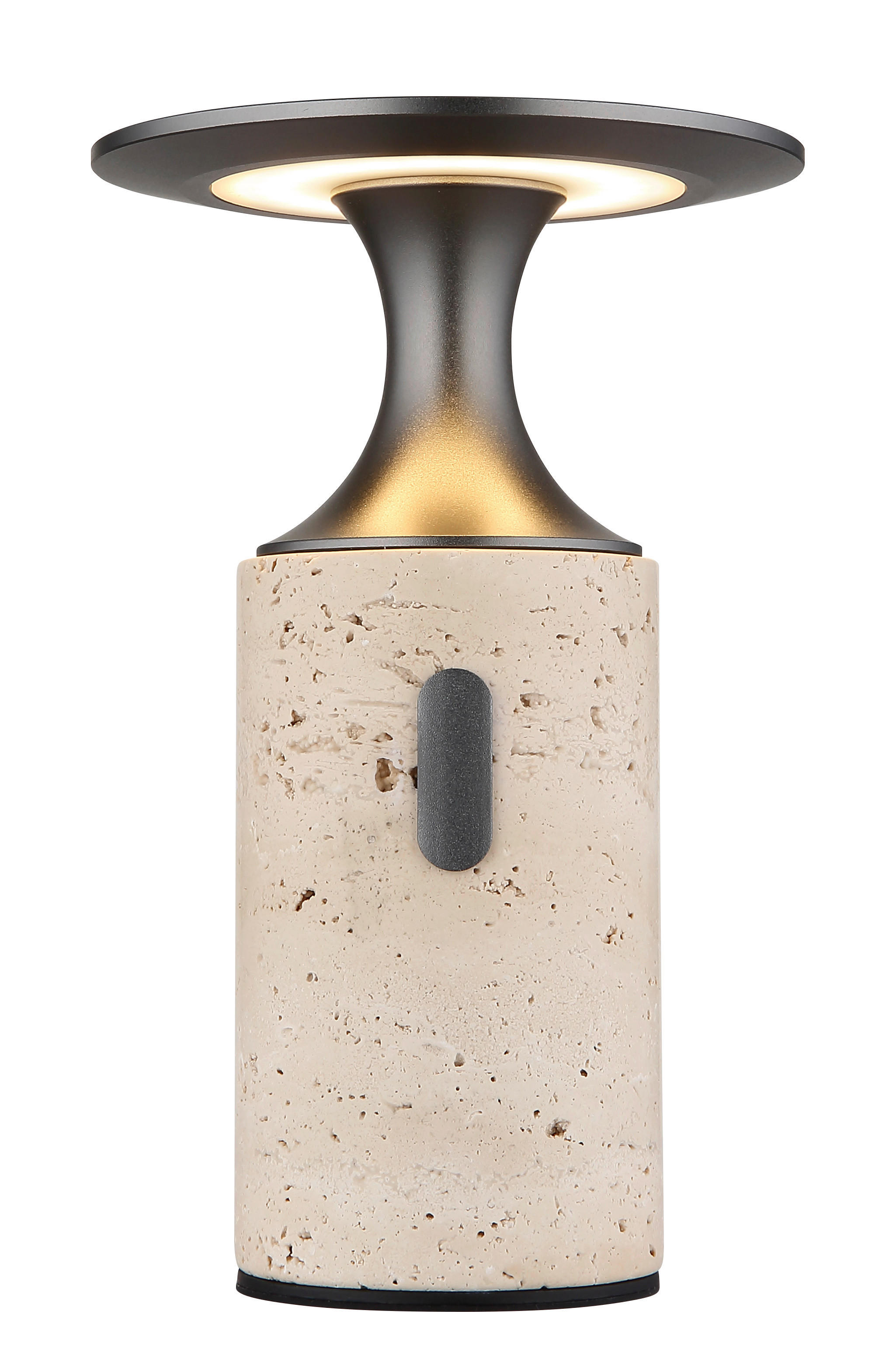 GLOBO Tischleuchte grau Opal Graphit Aluminium Stein H/D: ca. 18,8x12 cm 1 Brennstellen Travertin - Graphit/Opal (12,00/18,80cm) - GLOBO