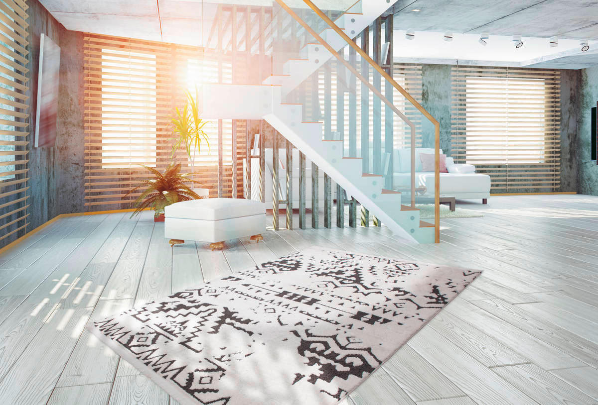 360Living Teppich Agadir weiß B/L: ca. 80x150 cm Agadir - weiß/schwarz (80,00/150,00cm) - 360Living