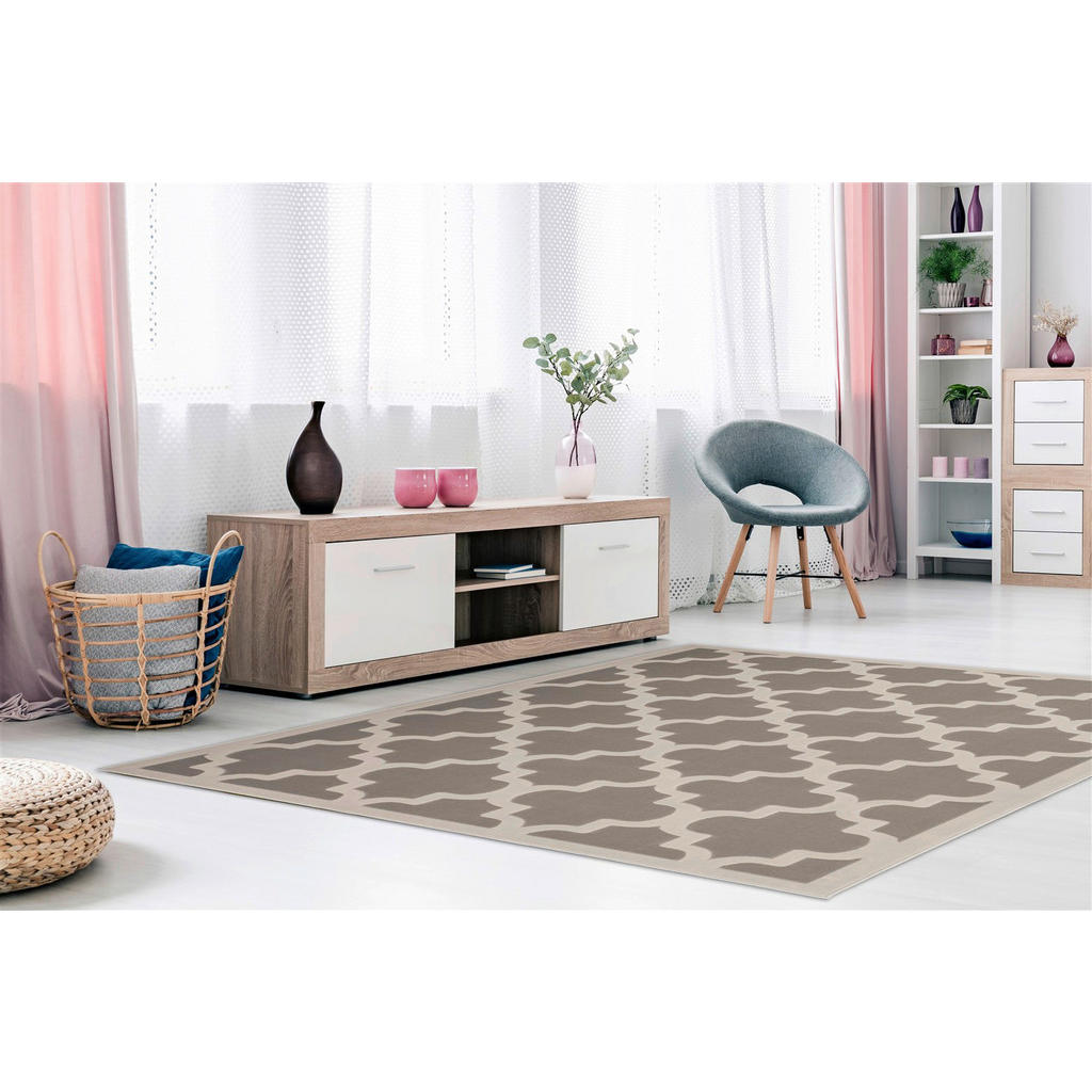 Thumbnail - Kayoom Kurzflorteppich Manolya 2097 taupe B/L: ca. 80x150 cm