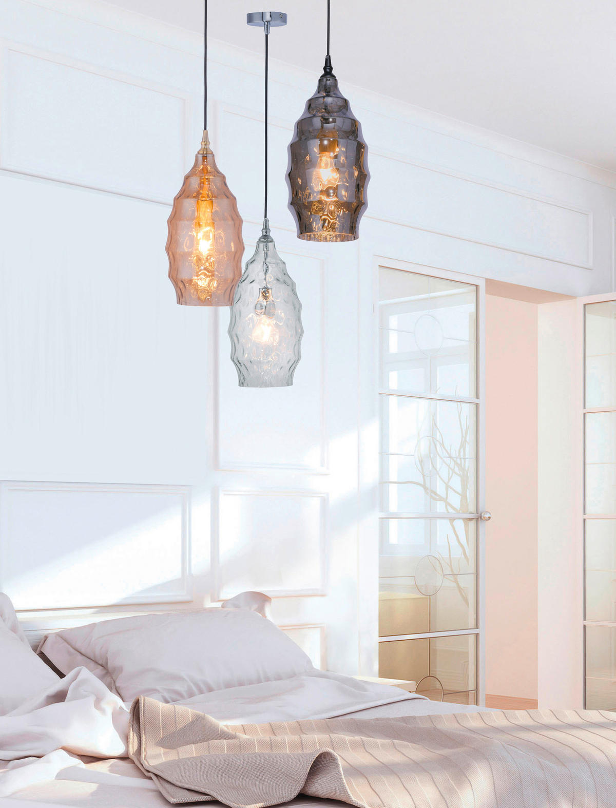 Paul Neuhaus Pendelleuchte PN8267-25 Rauch Glas Metall H/D: ca. 120x19 cm E27 1 Brennstellen SCARLETT - Rauch (19,00/120,00cm) - Paul Neuhaus