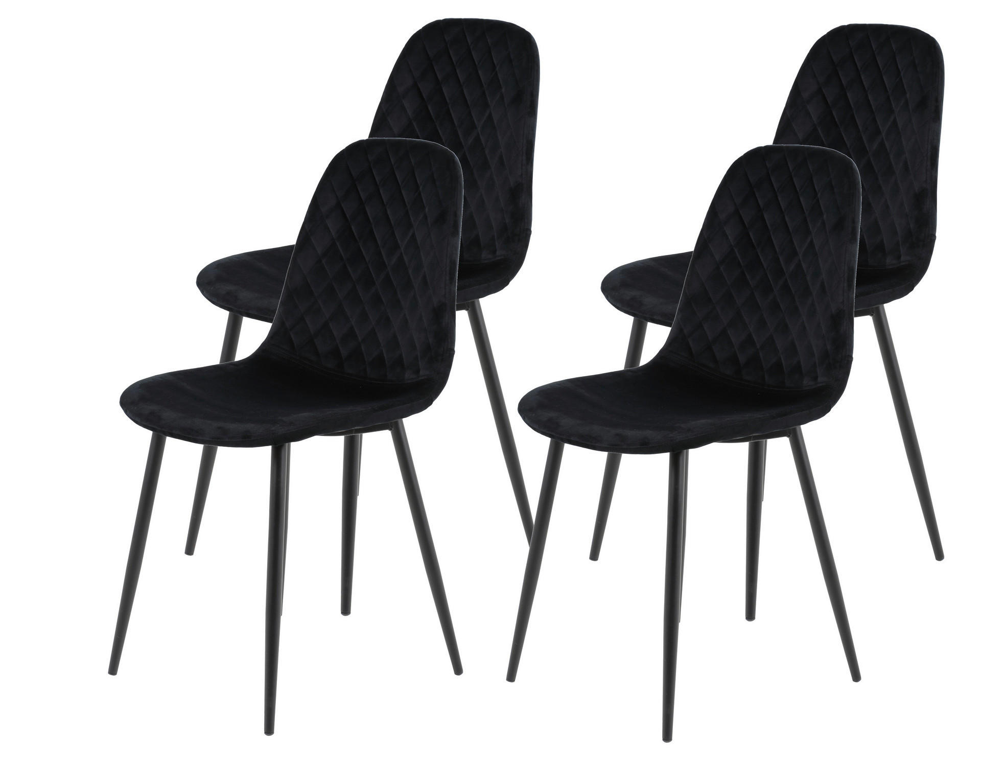 Stuhl Mira 4er Set schwarz Samtoptik B/H/T: ca. 44x89x53,5 cm Mira 4er Set - schwarz (44,00/89,00/53,50cm) - Hela