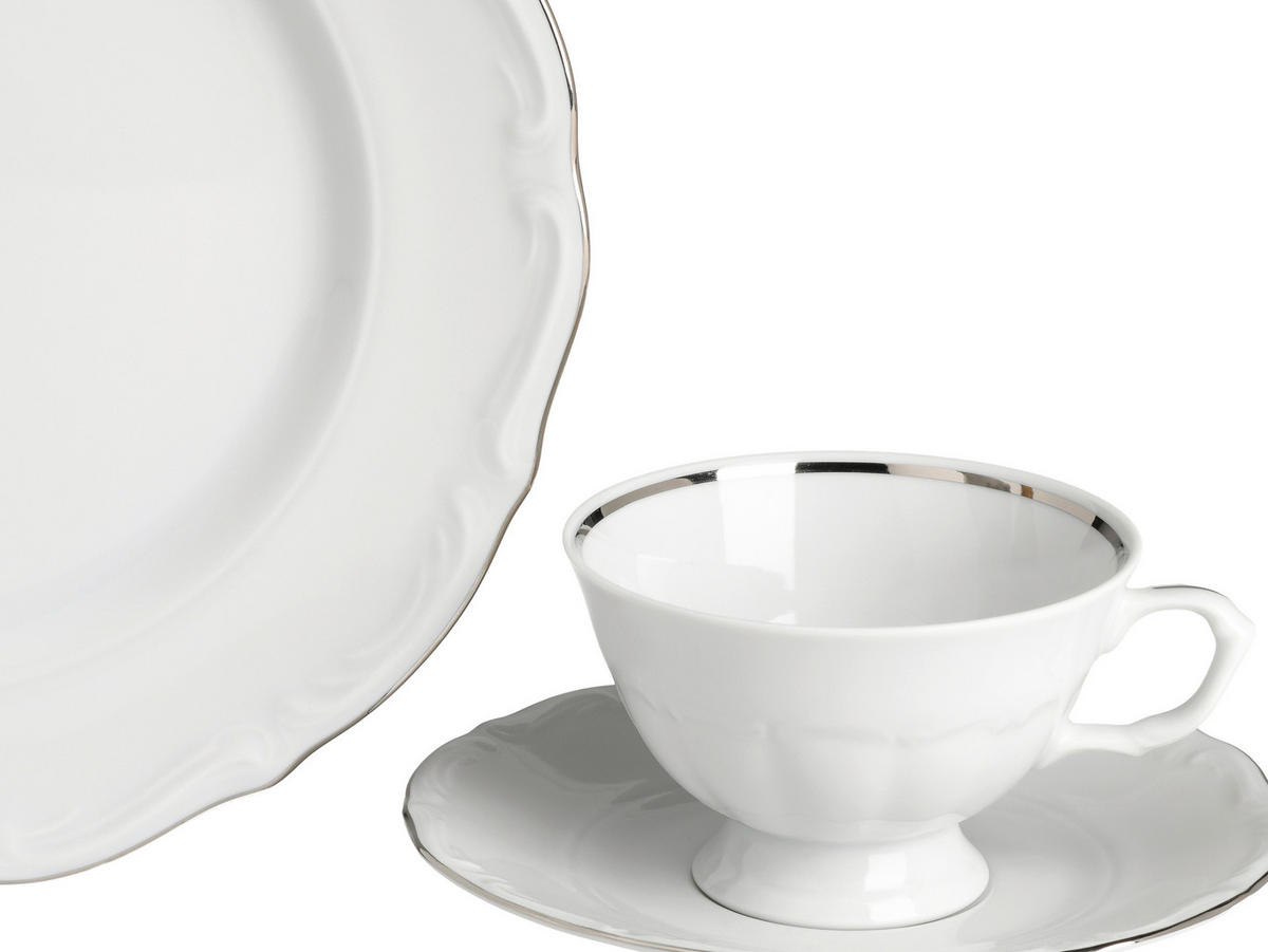 CreaTable Tafelservice Maria Theresia platin Porzellan 30 tlg. Maria Theresia - platin (44,00/28,00/33,00cm) - CreaTable