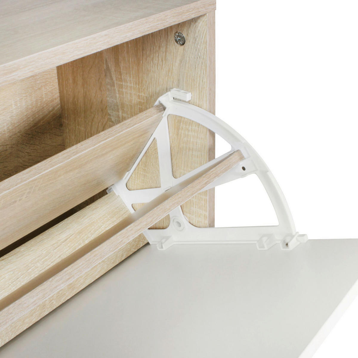 Garderobe Eiche Sonoma Nachbildung weiß B/T: ca. 80x27 cm Garderobe mit Spiegel - Eiche/weiß (80,00/27,00cm) - Wohnling