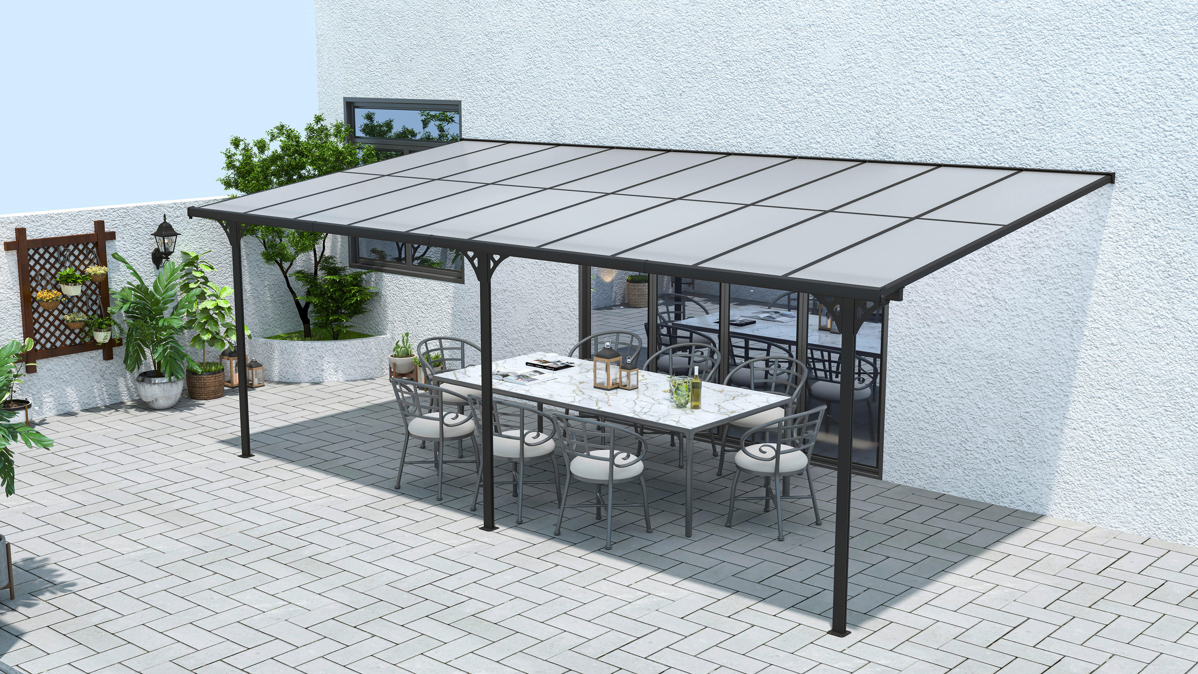 Westmann Terrassenüberdachung Bruce schwarz Aluminium B/H/L: ca. 617x270x300 cm Bruce - schwarz (300,00/617,00/270,00cm) - Westmann