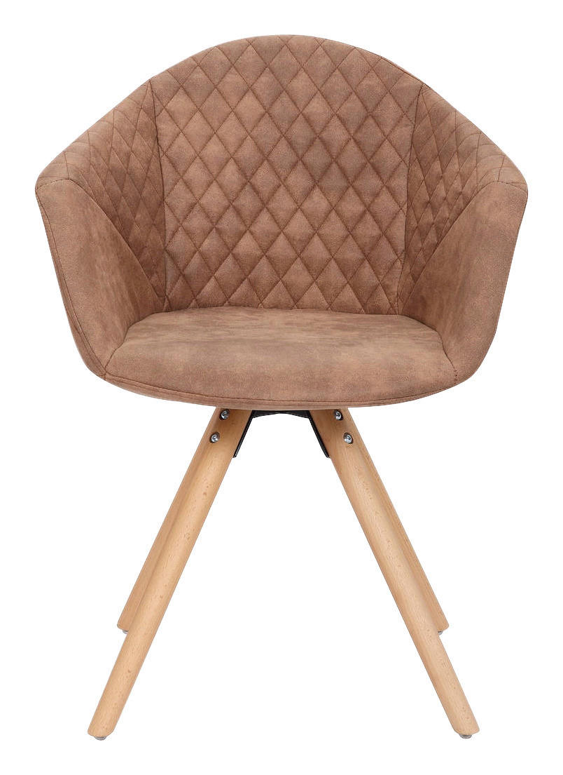 Stuhl Chadwick 100 2er braun Microfaser B/H/T: ca. 59x82x55 cm Chadwick 100 2er - braun/Eiche (59,00/82,00/55,00cm) - 360 Living