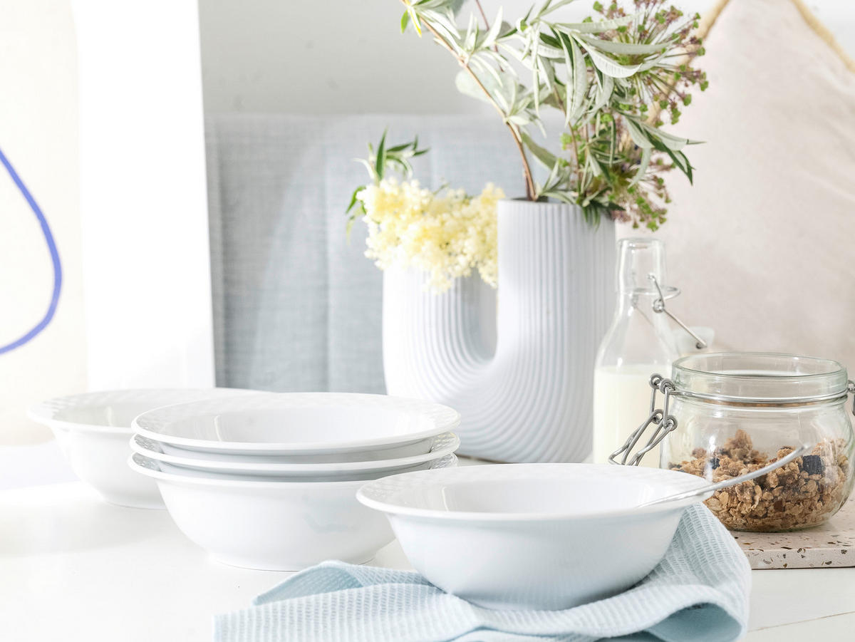 CreaTable Müslischale Polo weiß Porzellan 6 tlg. Polo - weiß - CreaTable