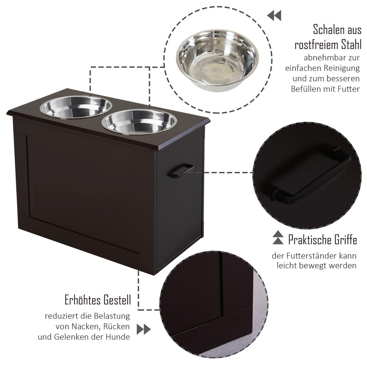 PawHut Futternapf braun MDF B/H/L: ca. 60x41x30 cm Futternapf - braun (30,00/60,00/41,00cm) - PawHut