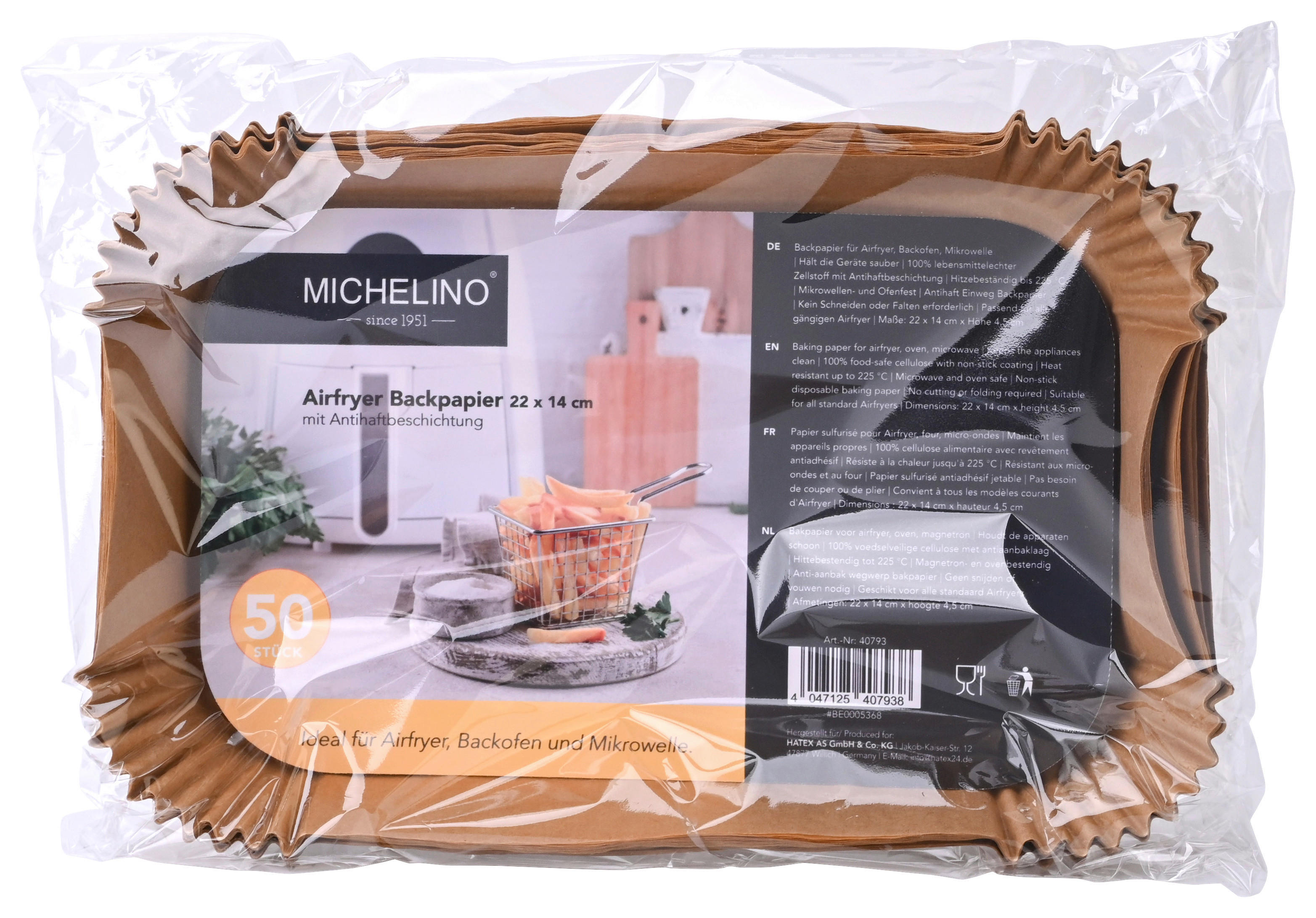 MICHELINO Backpapier Backpapier_Airfryer_50erPack eckig - braun - MICHELINO