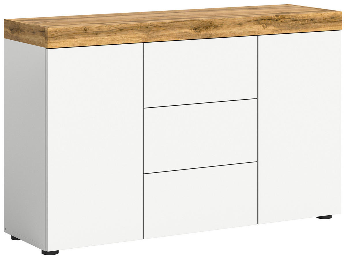 Sideboard Sugar weiß Eiche Wotan Nachbildung B/H/T: ca. 125x80x37 cm Sugar - Eiche/weiß (125,00/80,00/37,00cm) - xonox.home