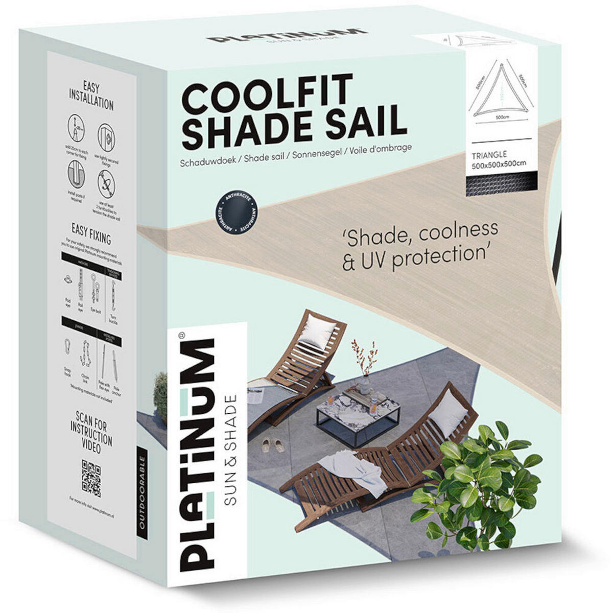 PLATINUM Sonnensegel Coolfit altweiß Polyethylen B/H/L: ca. 500x1x500 cm Coolfit - altweiß (500,00/500,00/1,00cm) - PLATINUM