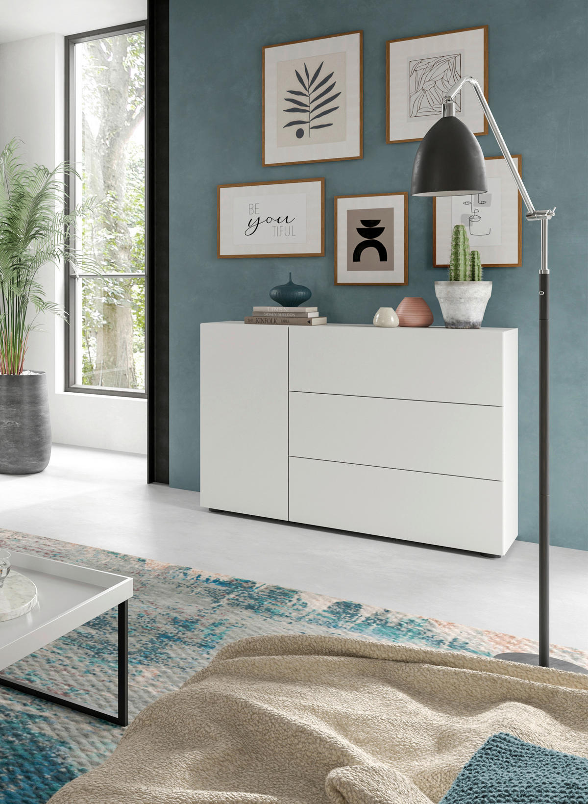 Sideboard Samba weiß Eiche Artisan Nachbildung B/H/T: ca. 105x80x37 cm Samba - Eiche/weiß (105,00/80,00/37,00cm) - xonox.home