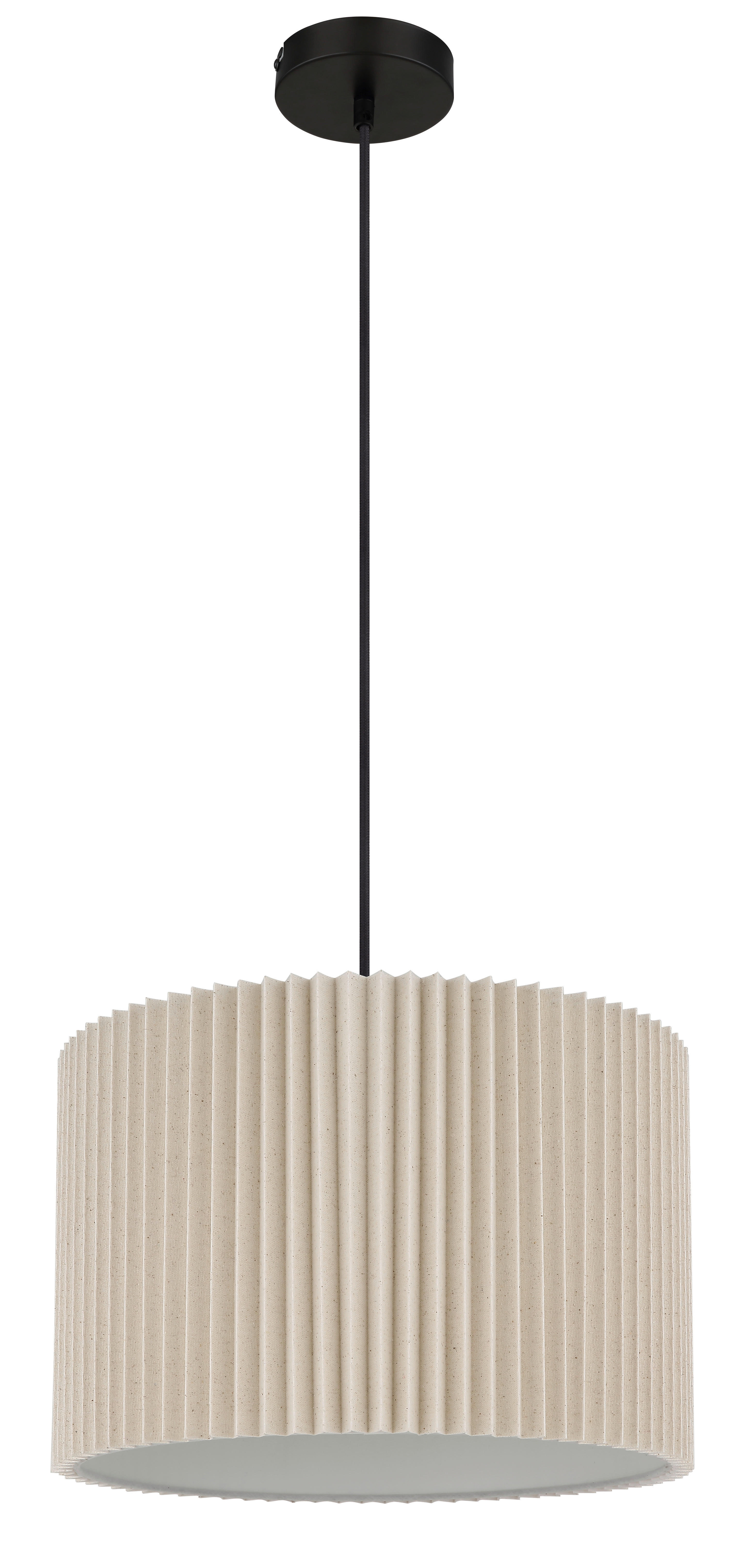 Thumbnail - GLOBO Hängeleuchte schwarz natur mattschwarz Textil Metall H/D: ca. 120x38 cm E27 1 Brennstellen