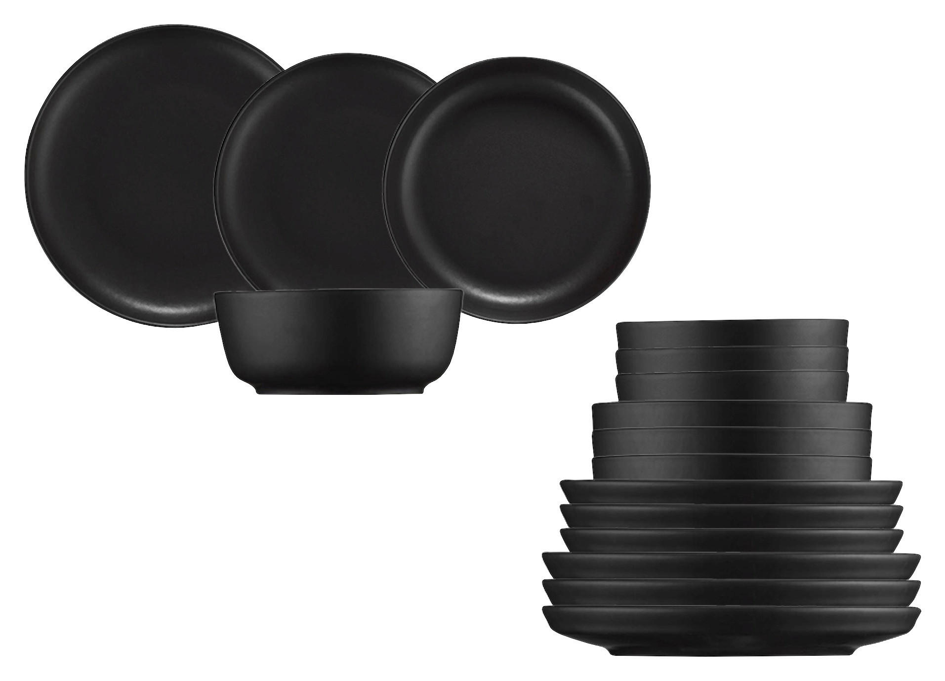 HermiaConcept Tafelservice Dionysus mattschwarz Porzellan 16 tlg. Dionysus - mattschwarz - HermiaConcept