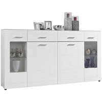 Highboard Atlanta weiß Hochglanz perlweiß Optik B/H/T: ca. 210x111x40 cm Atlanta - weiß/Chrom (210,00/111,00/40,00cm)