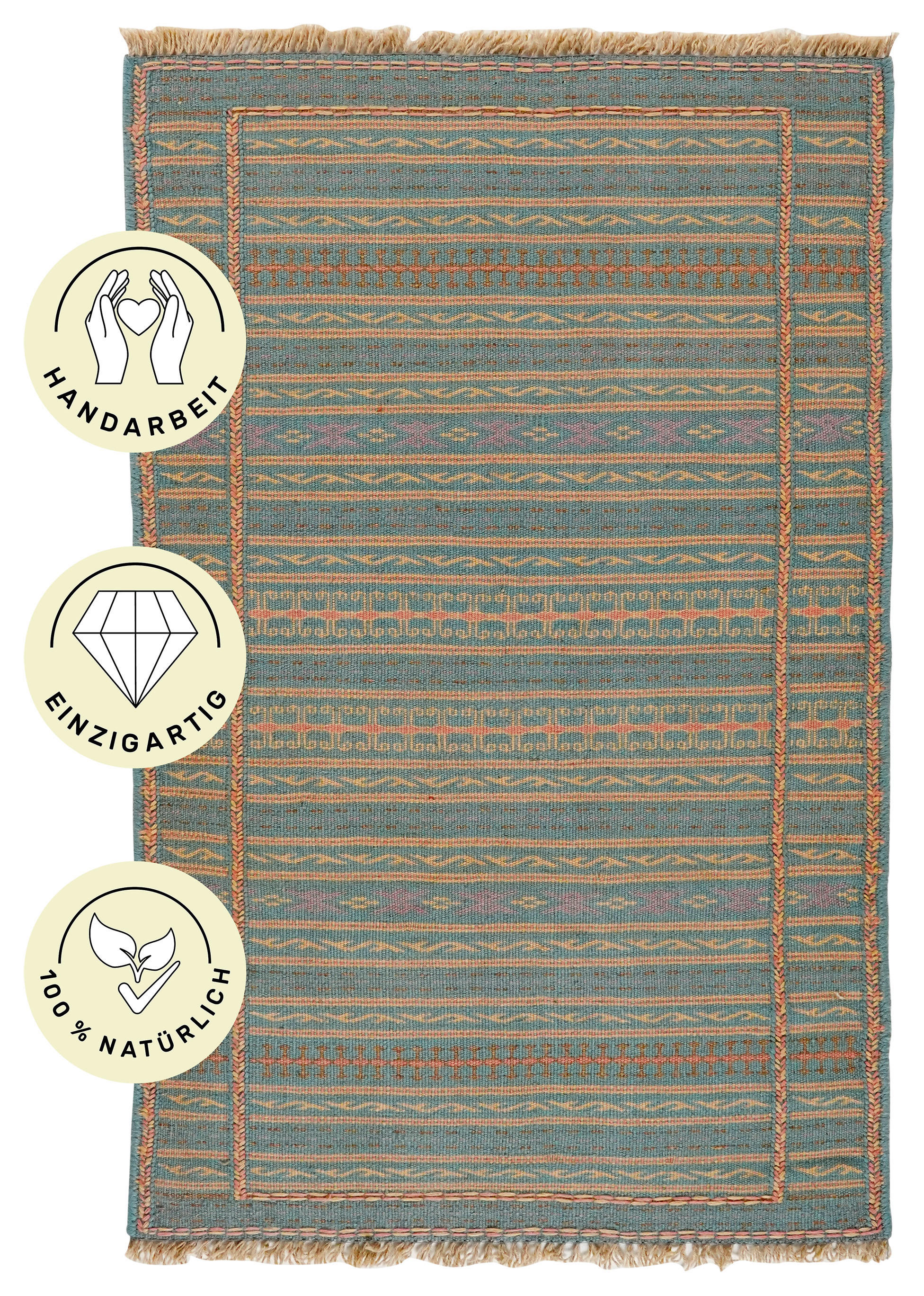 PersaTepp Teppich Kelim Kordi blau B/L: ca. 81x128 cm Kelim Kordi - blau (81,00/128,00cm) - PersaTepp