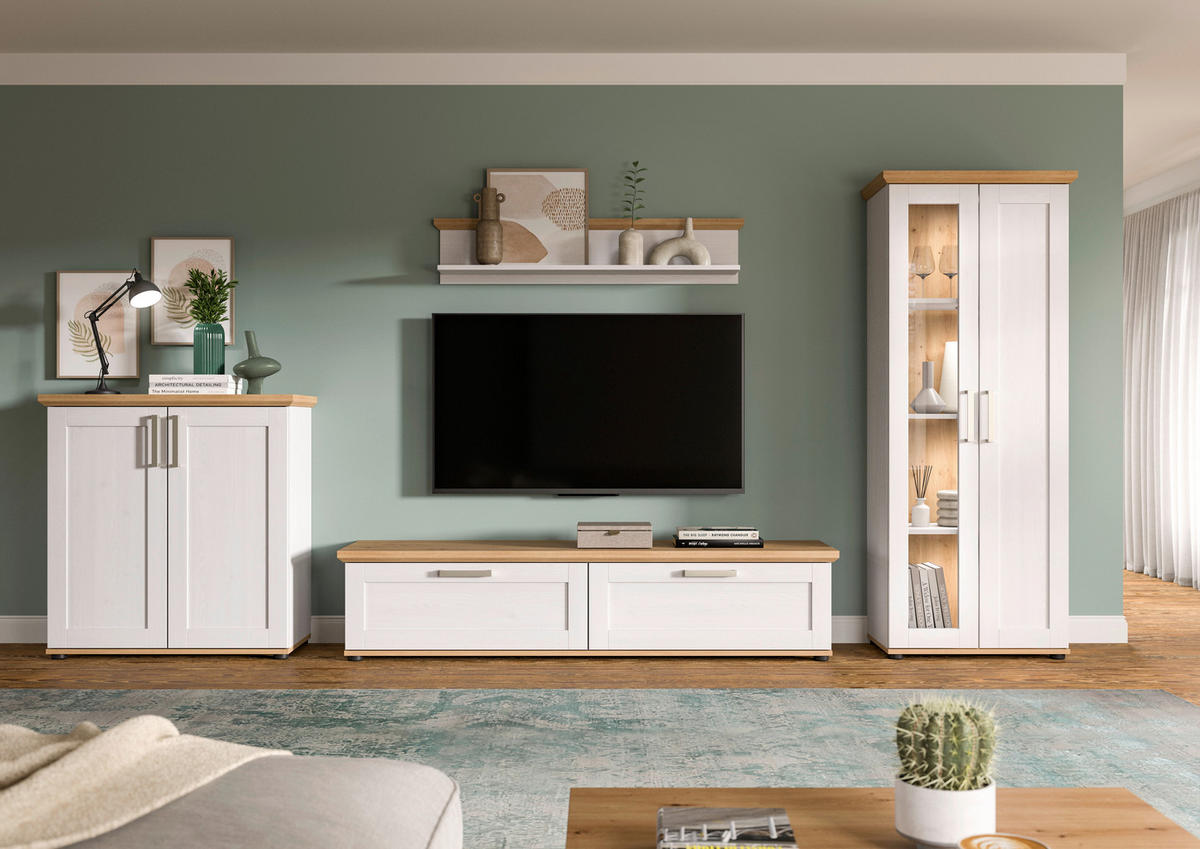 Wohnwand VERONA Lärche Nachbildung Eiche Nachbildung B/H/T: ca. 336x161x40 cm VERONA - Eiche/Lärche (336,00/161,00/40,00cm) - xonox.home