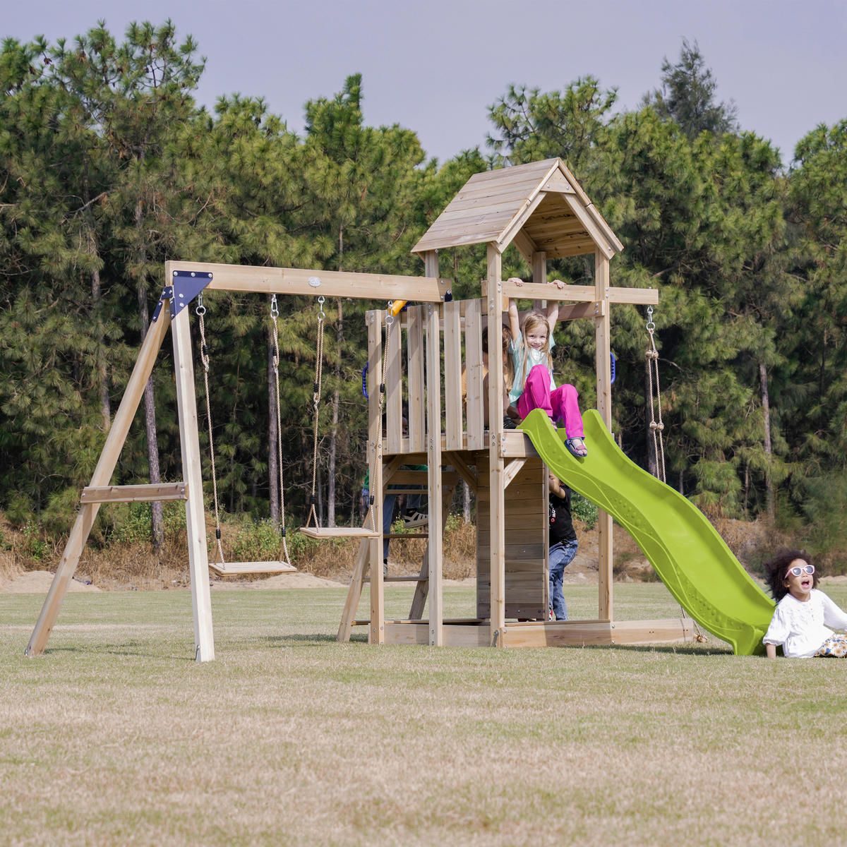 AXI Spielturm Moos grün B/H/L: ca. 342x267x375 cm Moos - braun/grün (375,00/342,00/267,00cm) - AXI