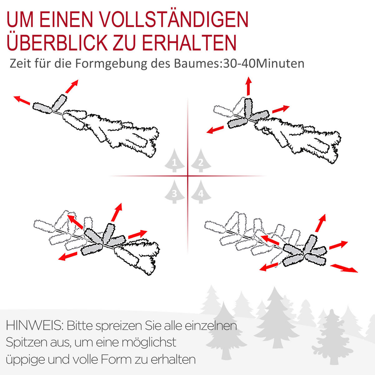 HOMCOM Weihnachtsbaum Weihnachtsbaum - grün (180,00/120,00/120,00cm) - HOMCOM