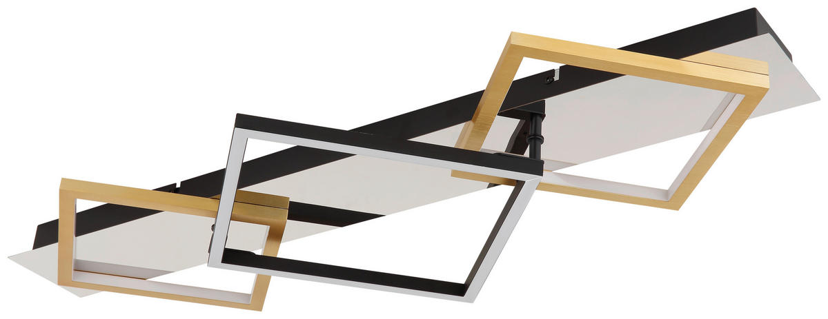 GLOBO LED-Deckenleuchte 67847-32 mattschwarz gold Chrom Kunststoff Aluminium Metall B/H/T: ca. 35,5x7x78 cm LESINA - gold/mattschwarz (35,50/7,00/78,00cm) - GLOBO