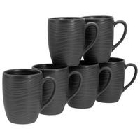 CreaTable Kaffeebecher Lava Stone schwarz Steinzeug 6 tlg. Lava Stone - schwarz - CreaTable