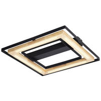 Nowa LED-Deckenleuchte 62274608 natur schwarz Metall Bambus B/H/T: ca. 46x6x46 cm 1 Brennstellen RILAS - natur/schwarz (46,00/6,00/46,00cm) - Nowa